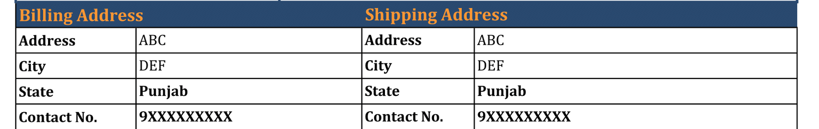 bill of supply explain section wise-Customer Details