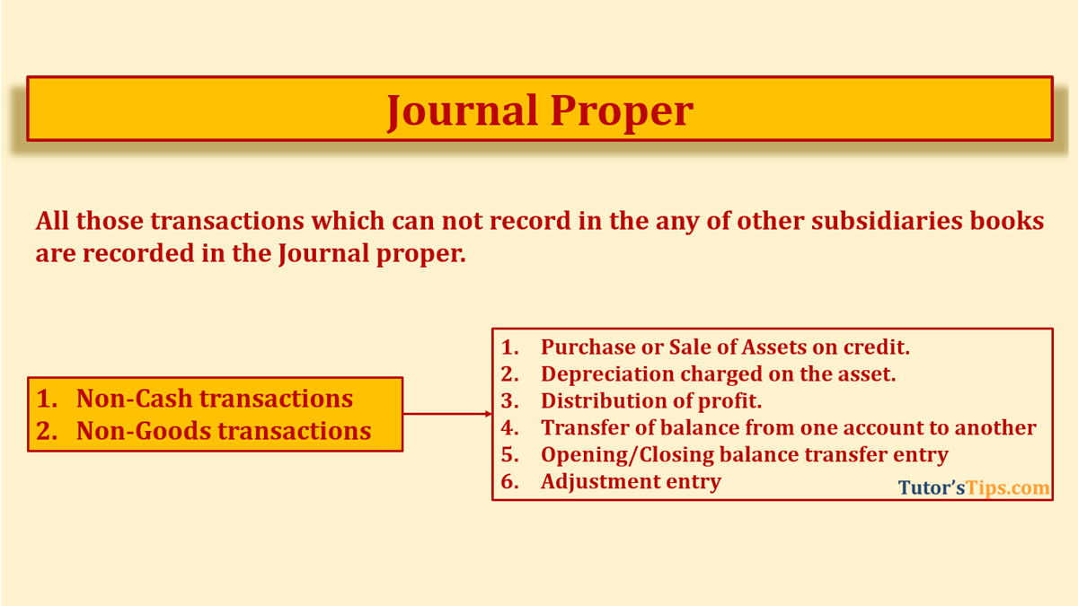 Journal Proper | Subsidiary Books | Examples
