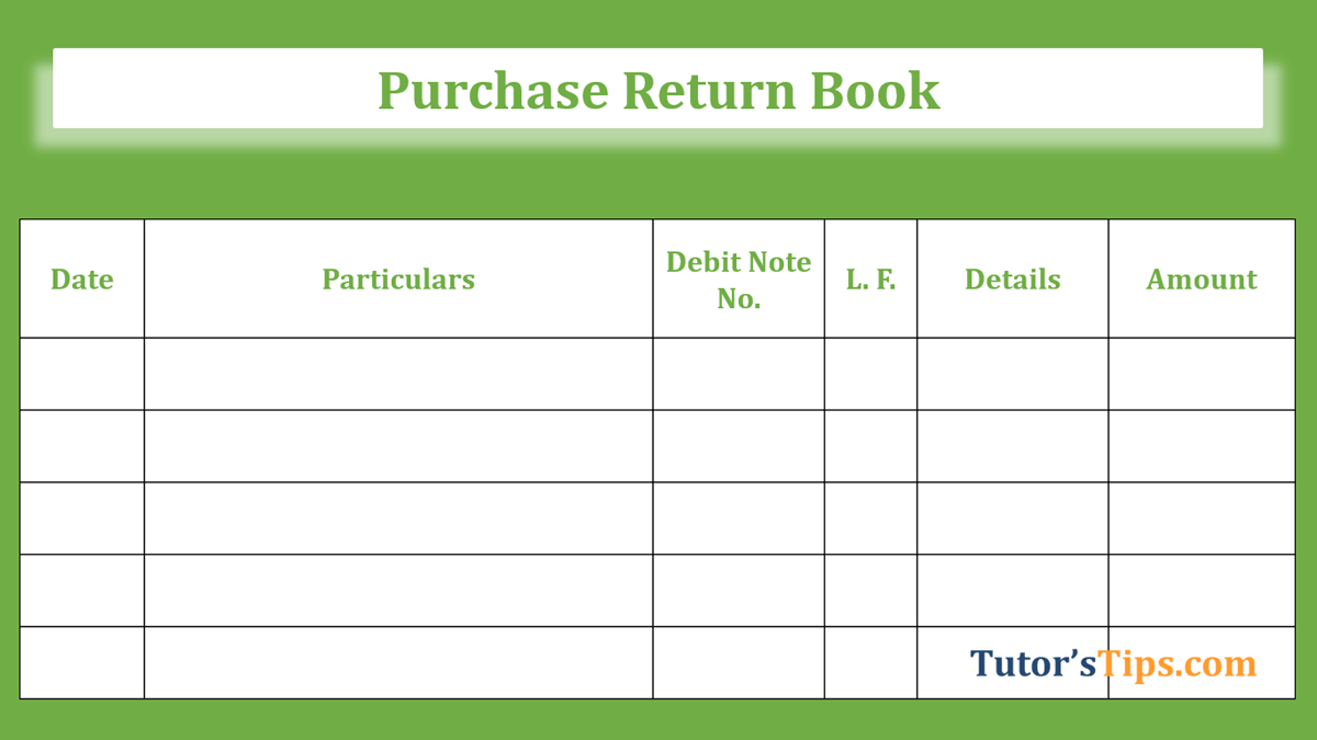 Purchase Return Book | Subsidiary Books | Examples