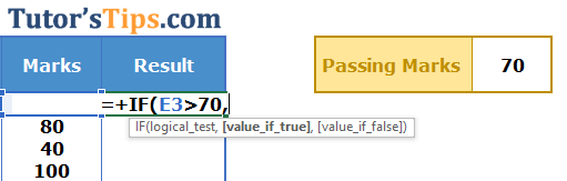 Example of If Function - Solution Step no. 2