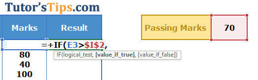 Example of If Function - Solution Step no. 2 - second way