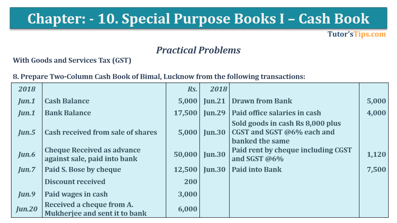 Question No 8 Chapter No 10 - T.S. Grewal 11 Class