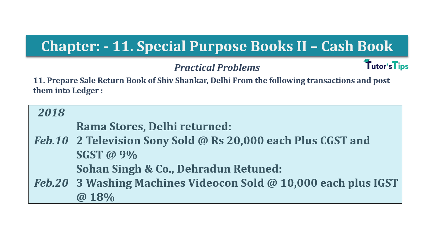 Question No 11 Chapter No 11 - T.S. Grewal 11 Class