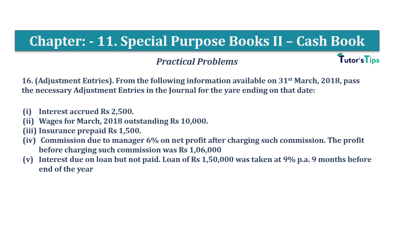 Question No 16 Chapter No 11 - T.S. Grewal 11 Class