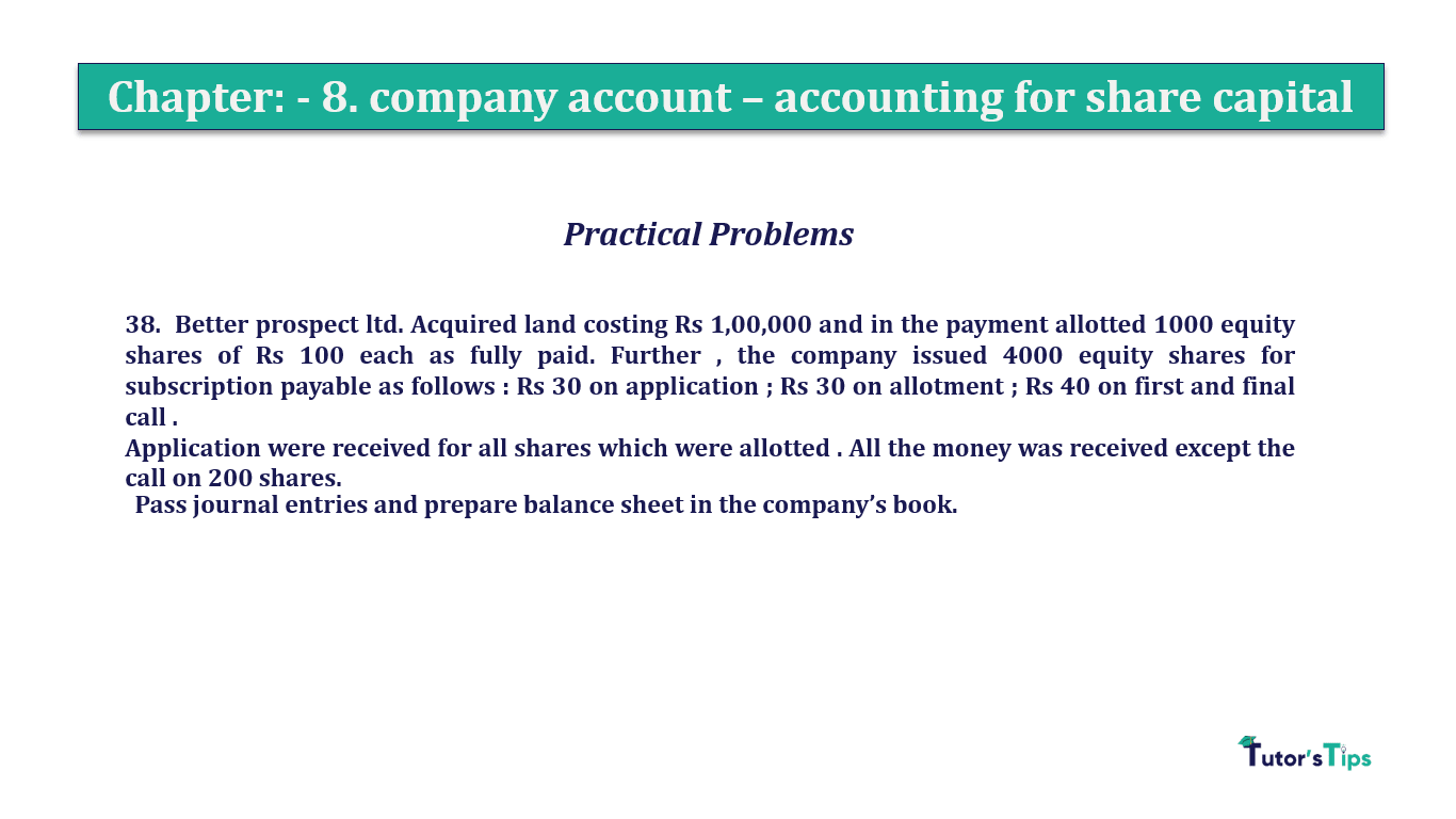 Question 38 Chapter 8 of +2-A - T.S. Grewal 12 Class