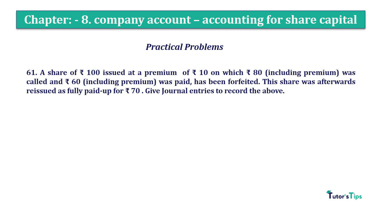 Question 61 Chapter 8 of +2-A - T.S. Grewal 12 Class