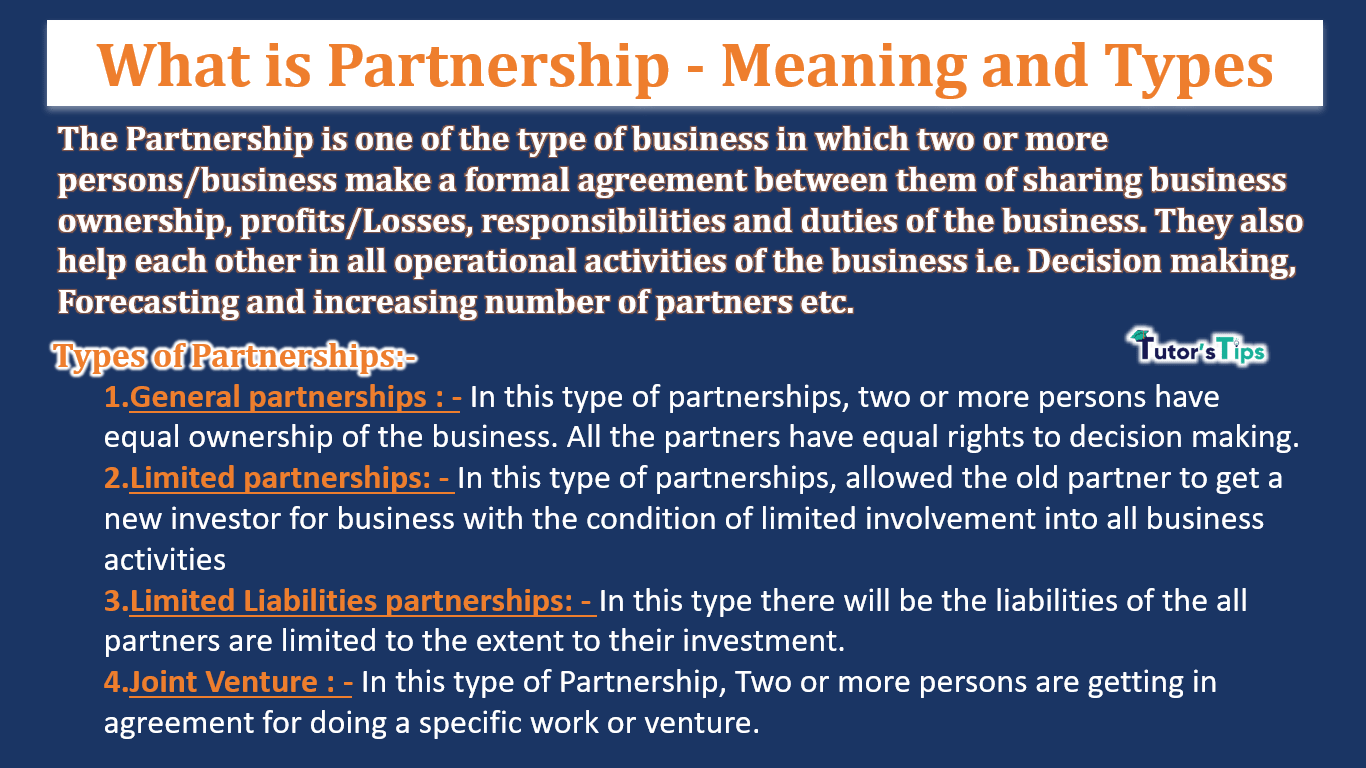 What is Partnership - Meaning and Its 4 Types