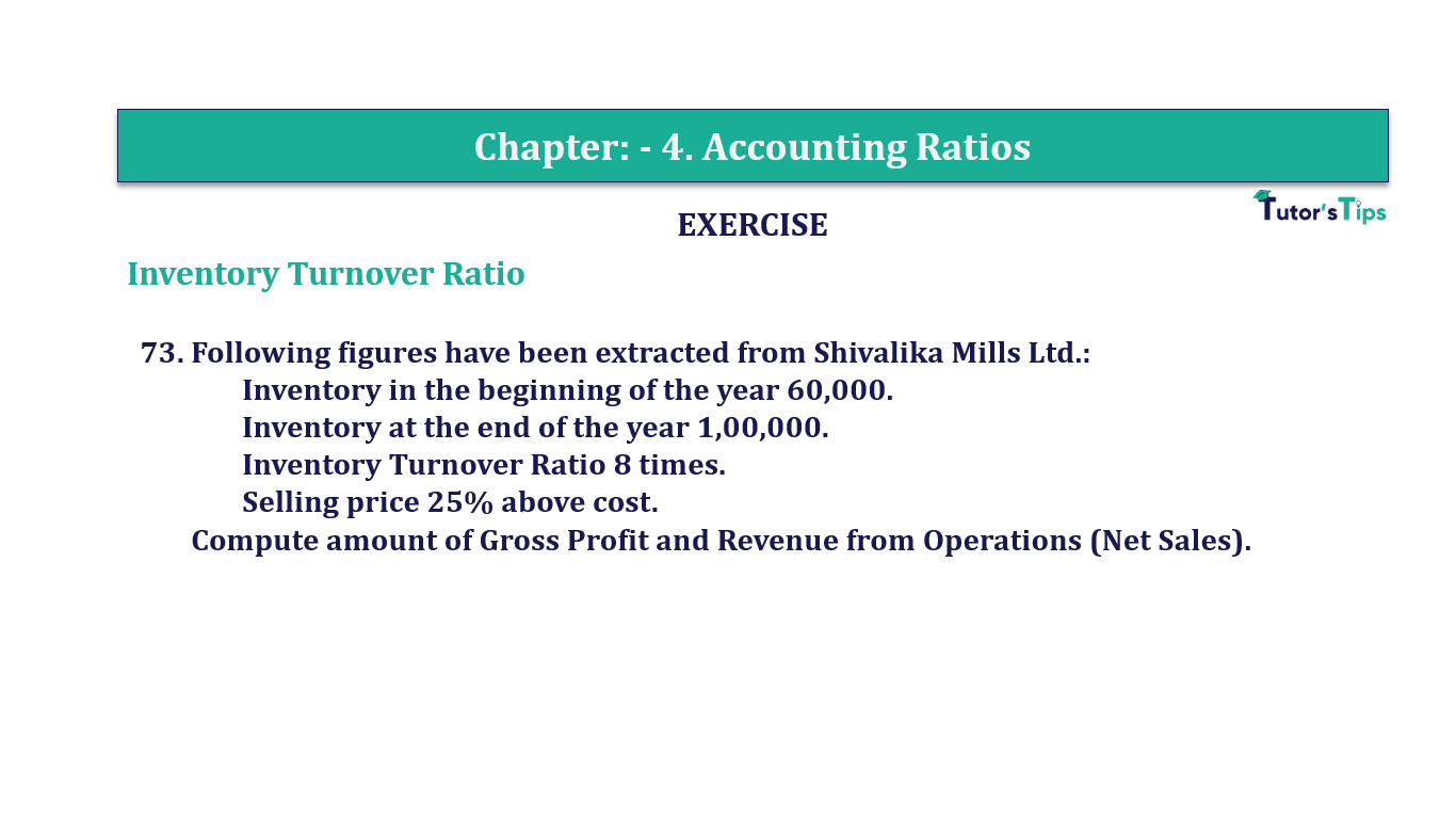 Question 73 Chapter 4 of +2-B - T.S. Grewal 12 Class