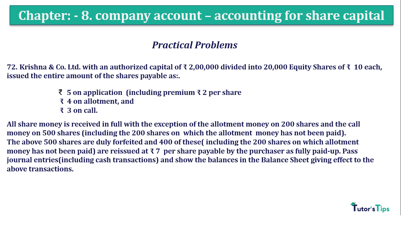 Question 72 Chapter 8 of +2-A - T.S. Grewal 12 Class