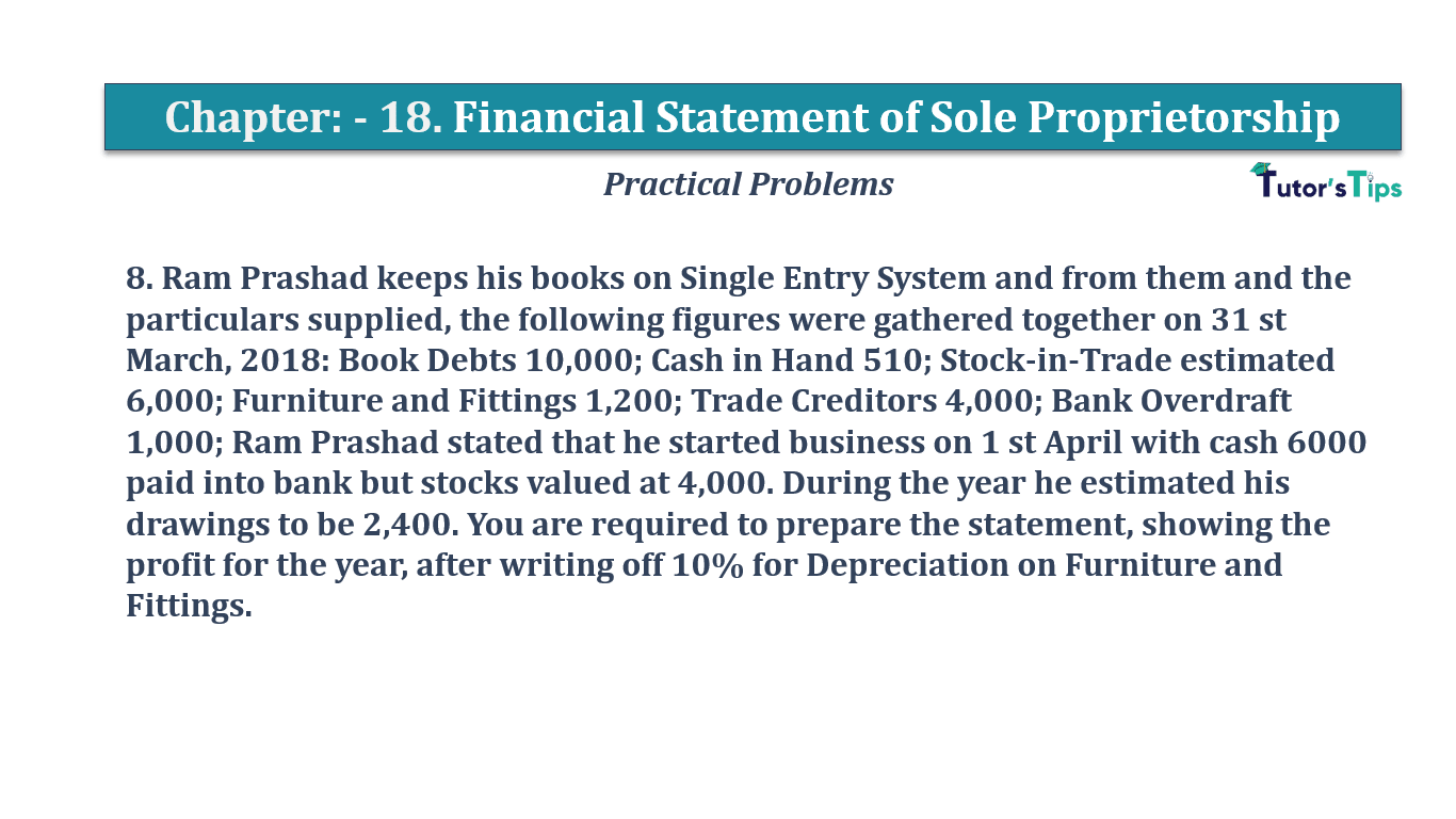 Question No 08 Chapter No 19 - T.S. Grewal 11 Class