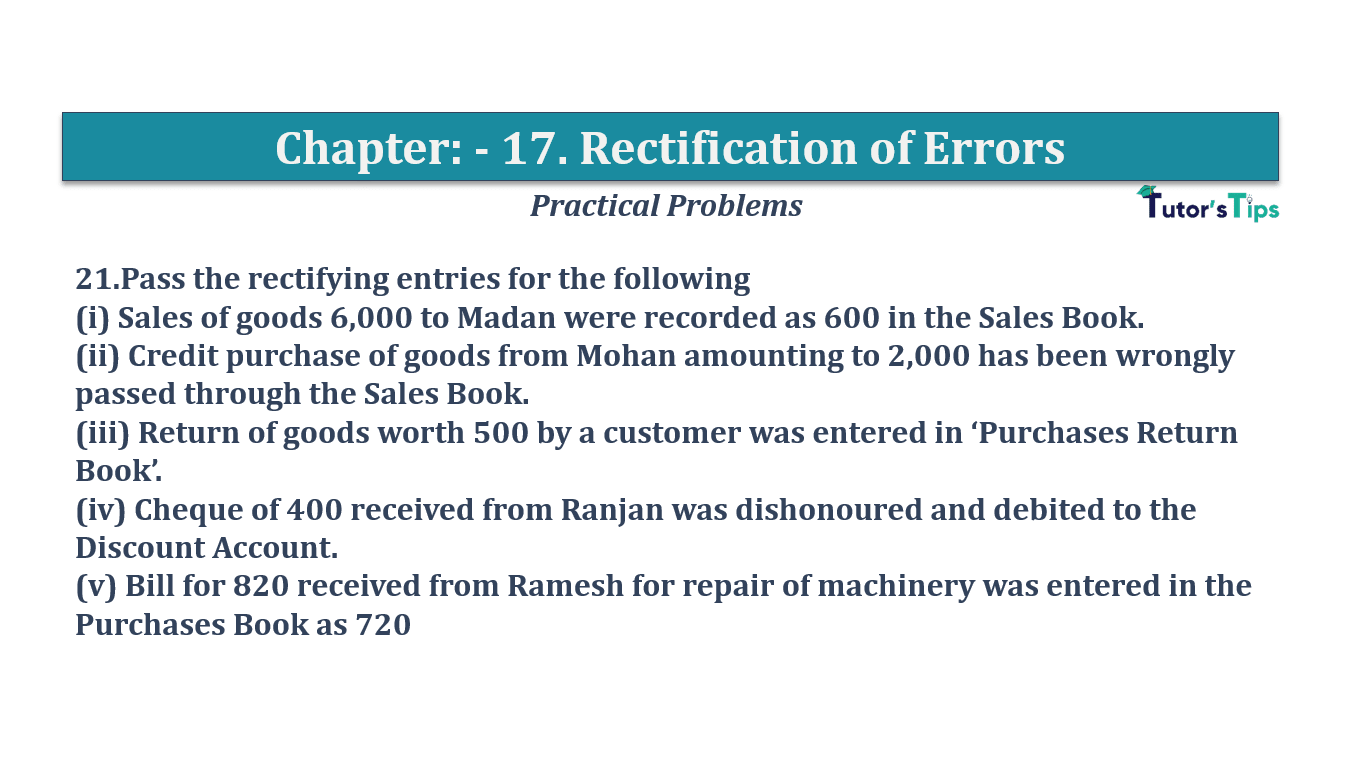 Question No 21 Chapter No 17 - T.S. Grewal 11 Class