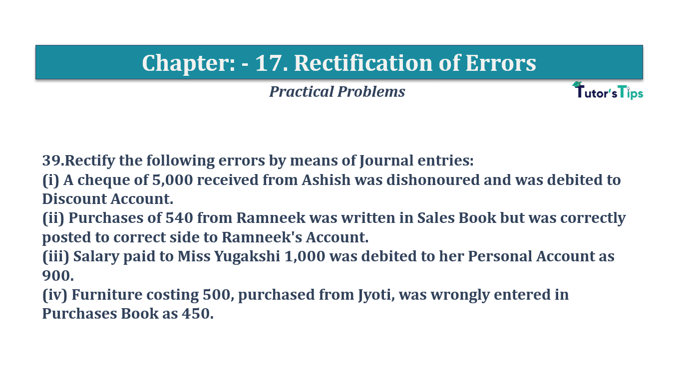 Question No 39 Chapter No 17 - T.S. Grewal 11 Class
