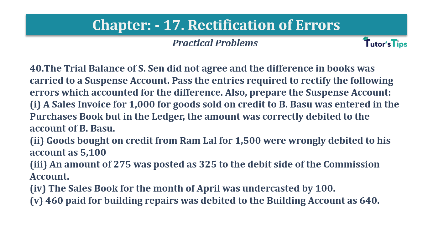 Question No 40 Chapter No 17 - T.S. Grewal 11 Class
