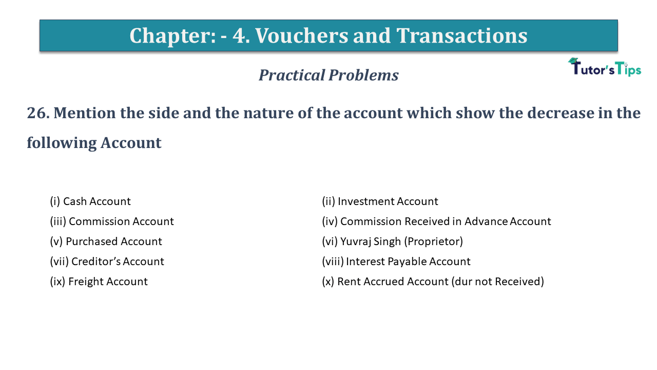 Question No 26 Chapter No 4 - USHA Publication 11 Class