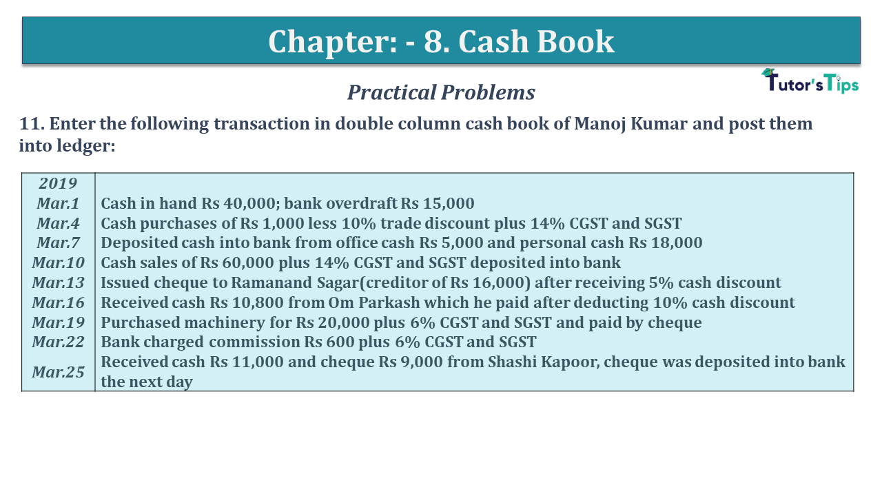 Question No 11 Chapter No 8 - USHA Publication 11 Class