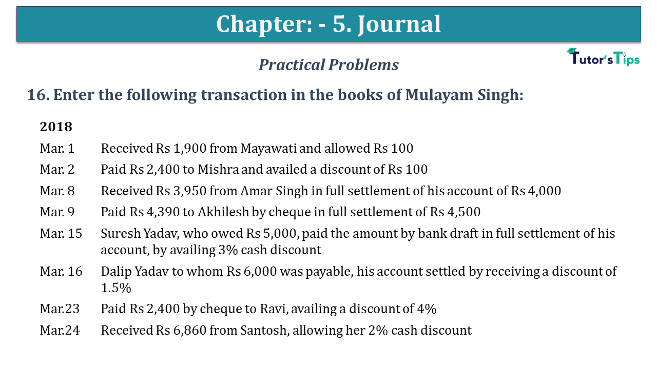 Question No 16 Chapter No 5 - USHA Publication 11 Class
