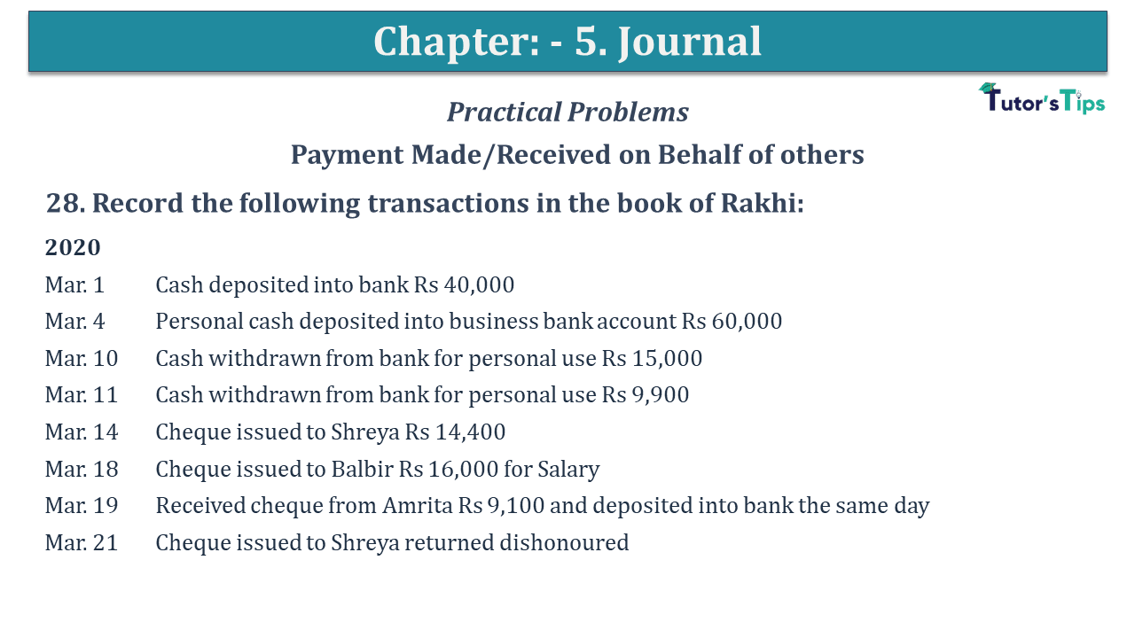 Question No 28 Chapter No 5 - USHA Publication 11 Class