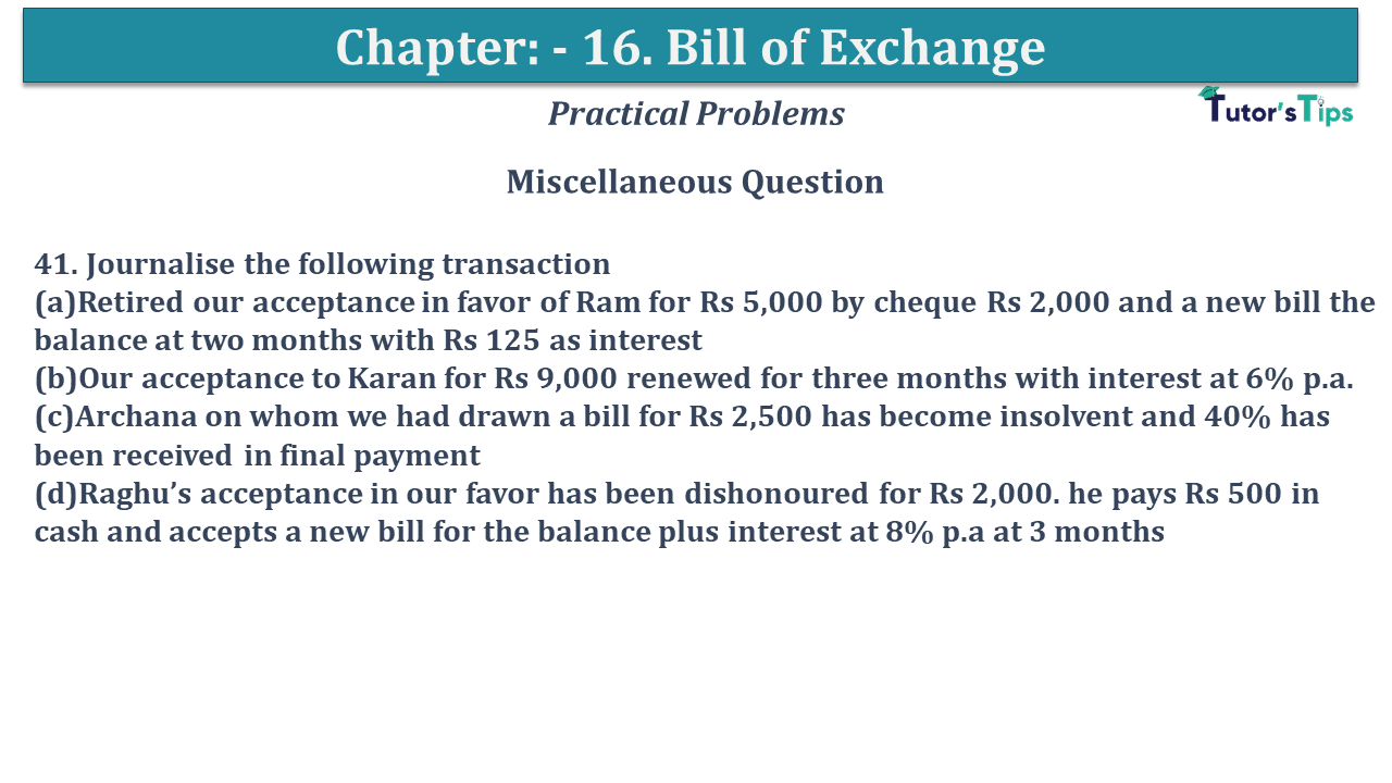 Question No 41 Chapter No 15 - USHA Publication 11 Class