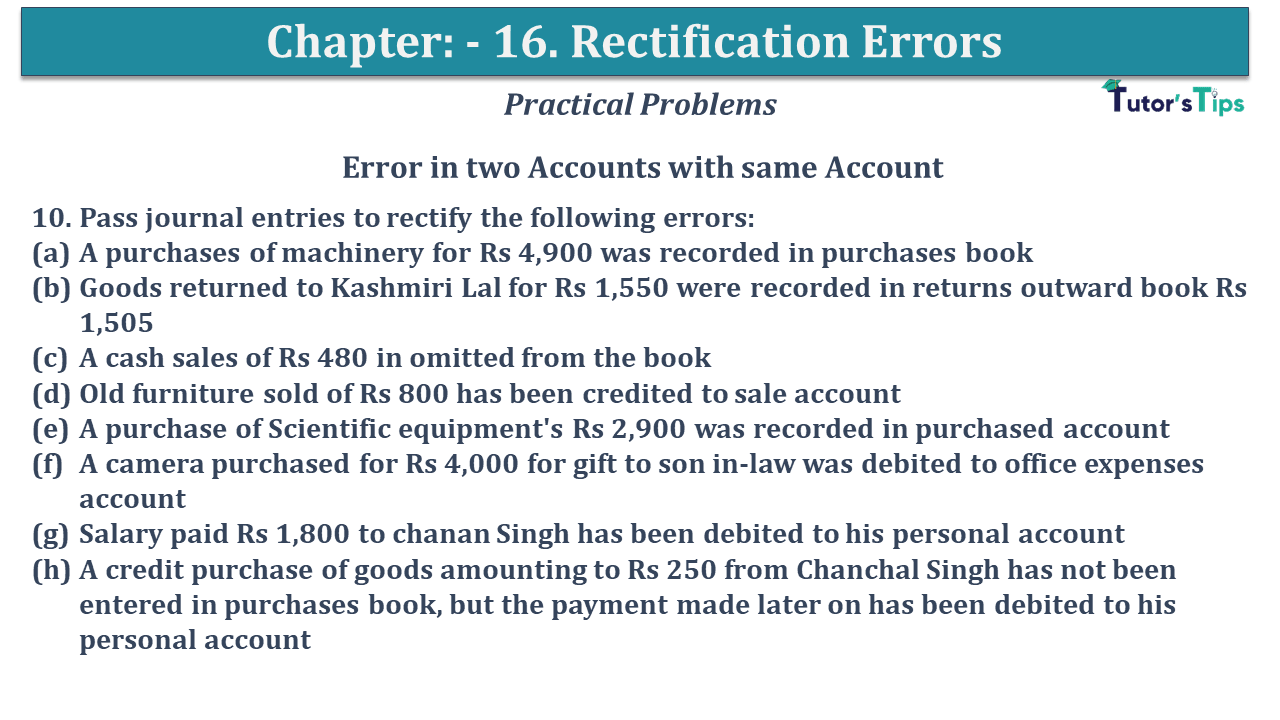 Question No 10 Chapter No 16 - USHA Publication 11 Class