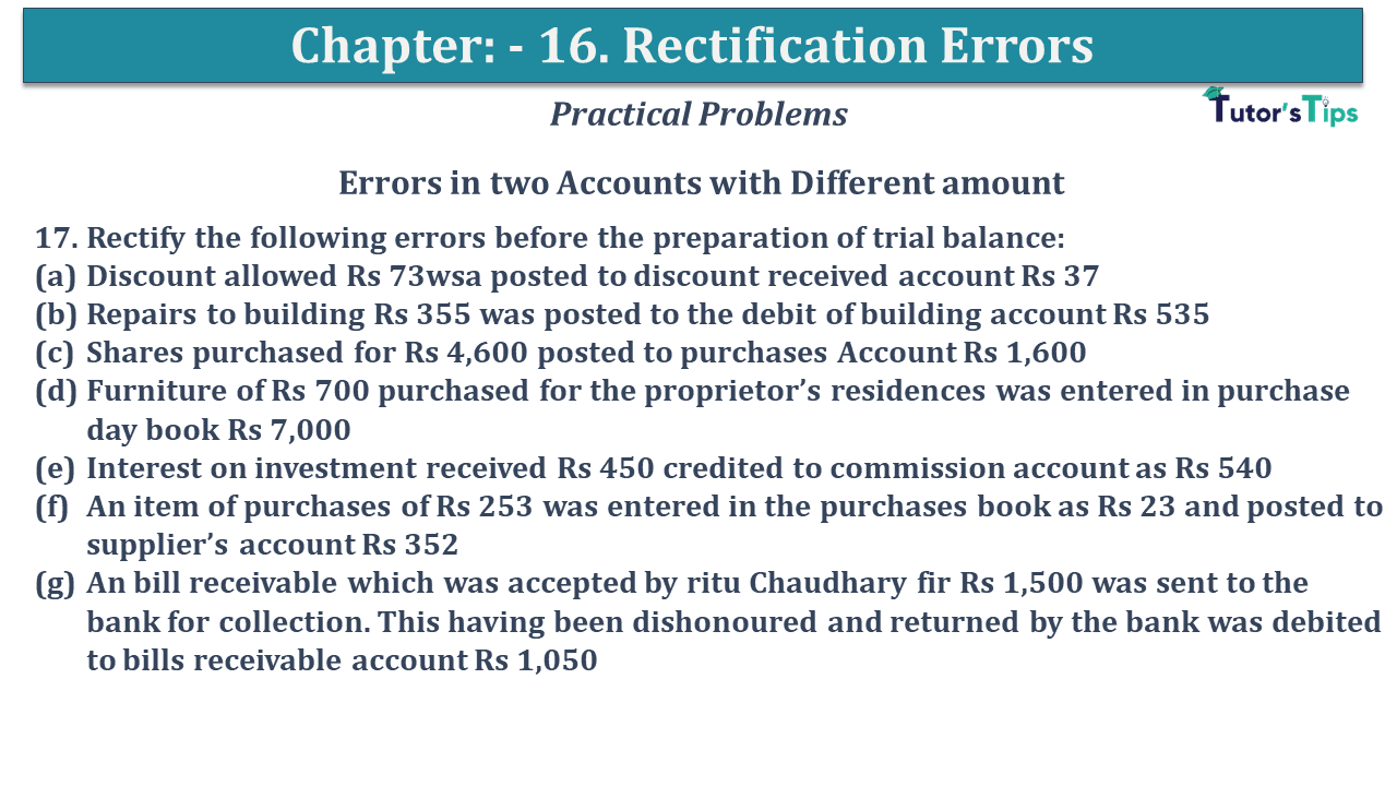 Question No 17 Chapter No 16 - USHA Publication 11 Class