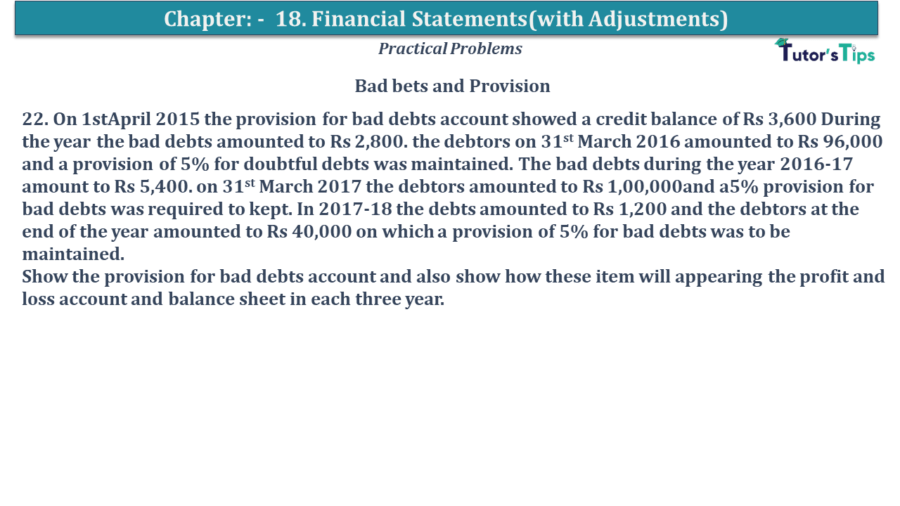 Question No 22 Chapter No 18 - USHA Publication 11 Class