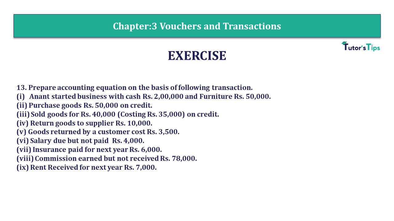 Question 13 Chapter 3 - Unimax Publications of Class 11