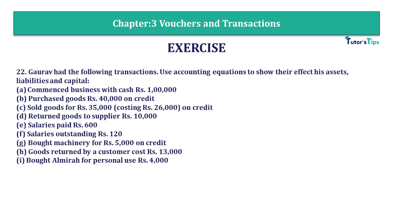Question 22 Chapter 3 - Unimax Publications of Class 11