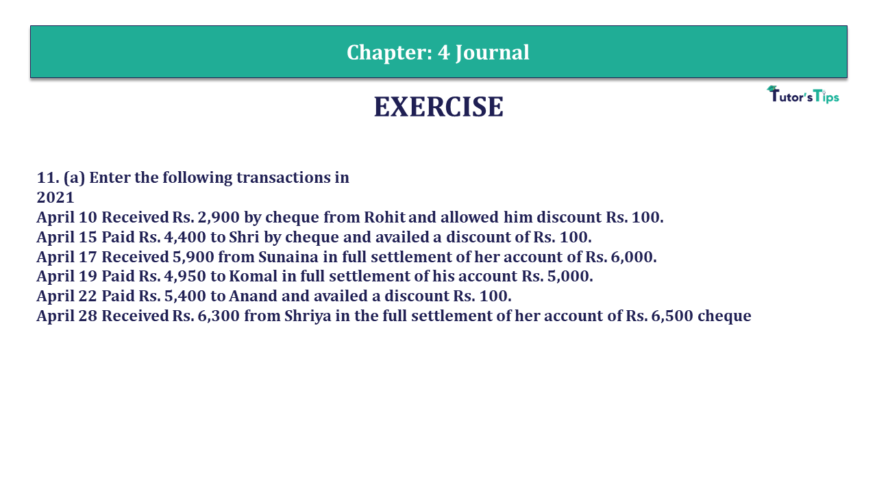 Question 11a Chapter 4 - Unimax Publications of Class 11
