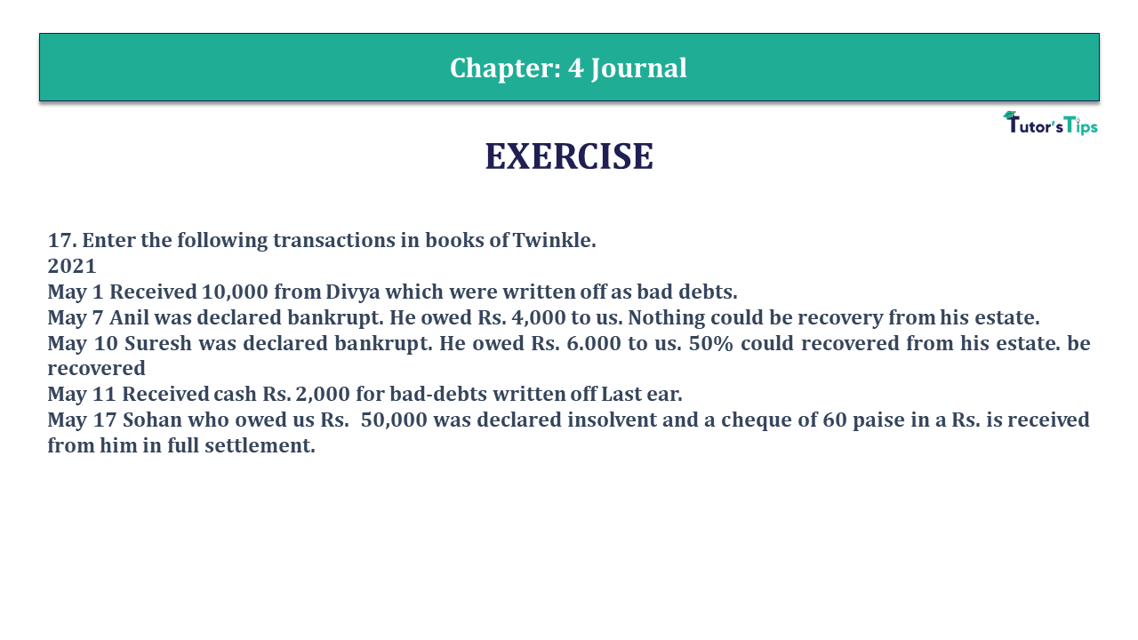 Question 17 Chapter 4 - Unimax Publications of Class 11
