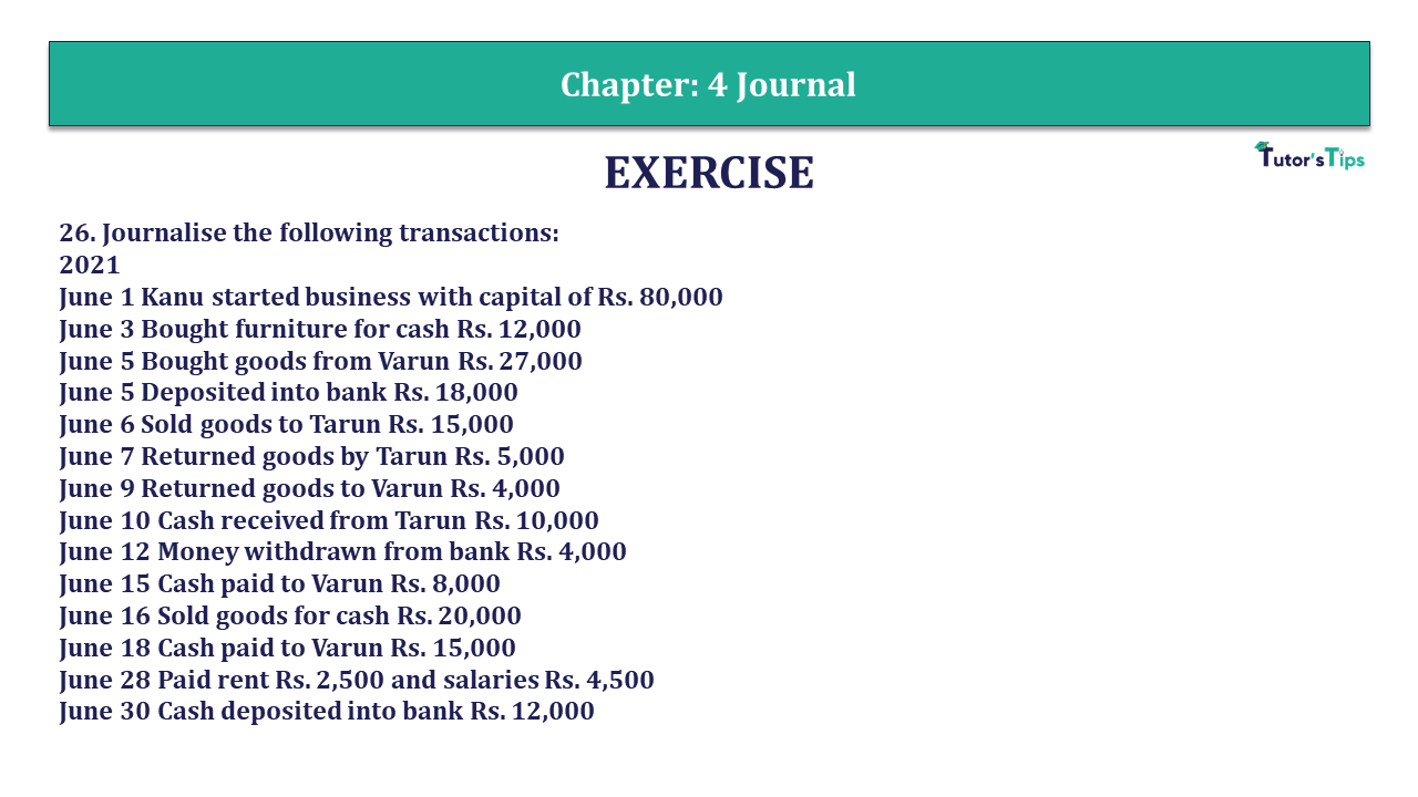 Question 26 Chapter 4 - Unimax Publications of Class 11