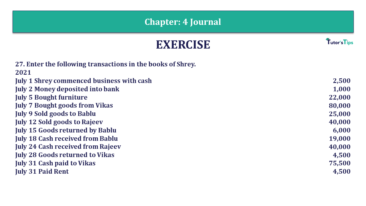 Question 27 Chapter 4 - Unimax Publications of Class 11