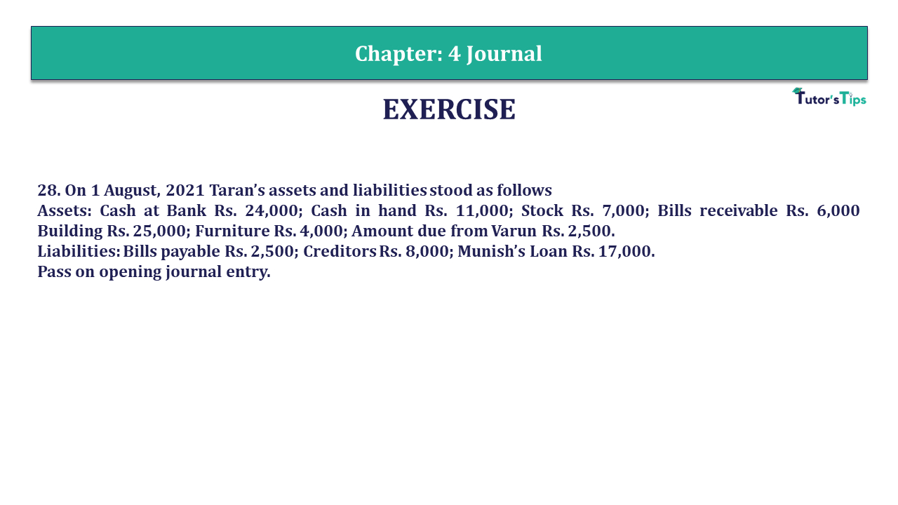 Question 28 Chapter 4 - Unimax Publications of Class 11