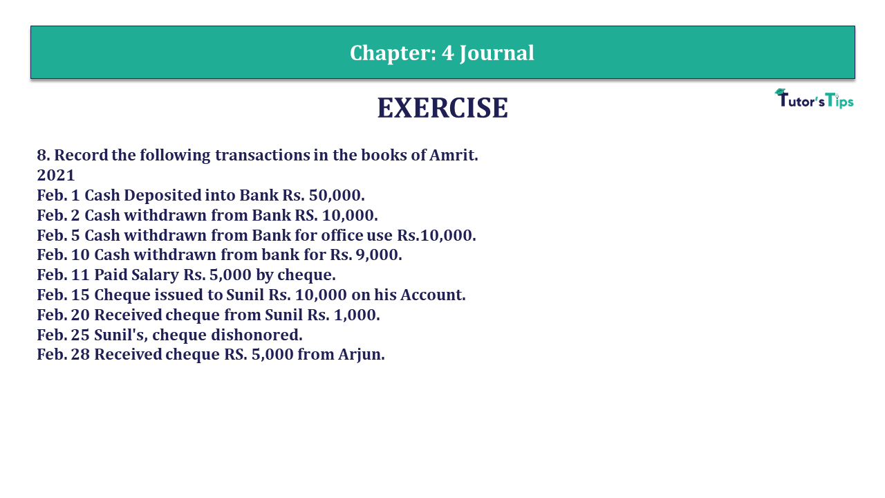 Question 8 Chapter 4 - Unimax Publications of Class 11