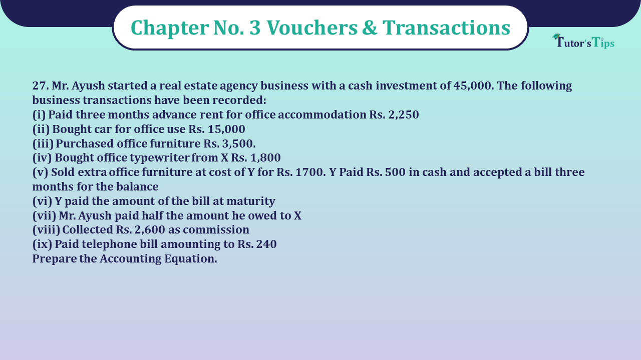 Question 27 Chapter 3 - Unimax Publications of Class 11