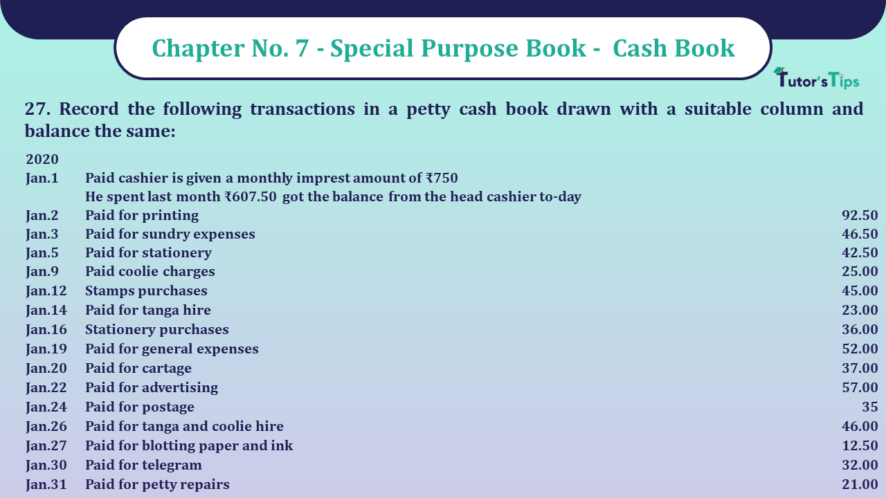 Question No 27 Chapter No 7 - UNIMAX Class 11
