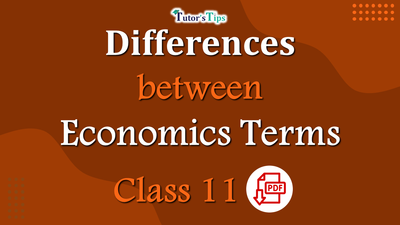Differences between Economics terms of Class 11 - Business Economics