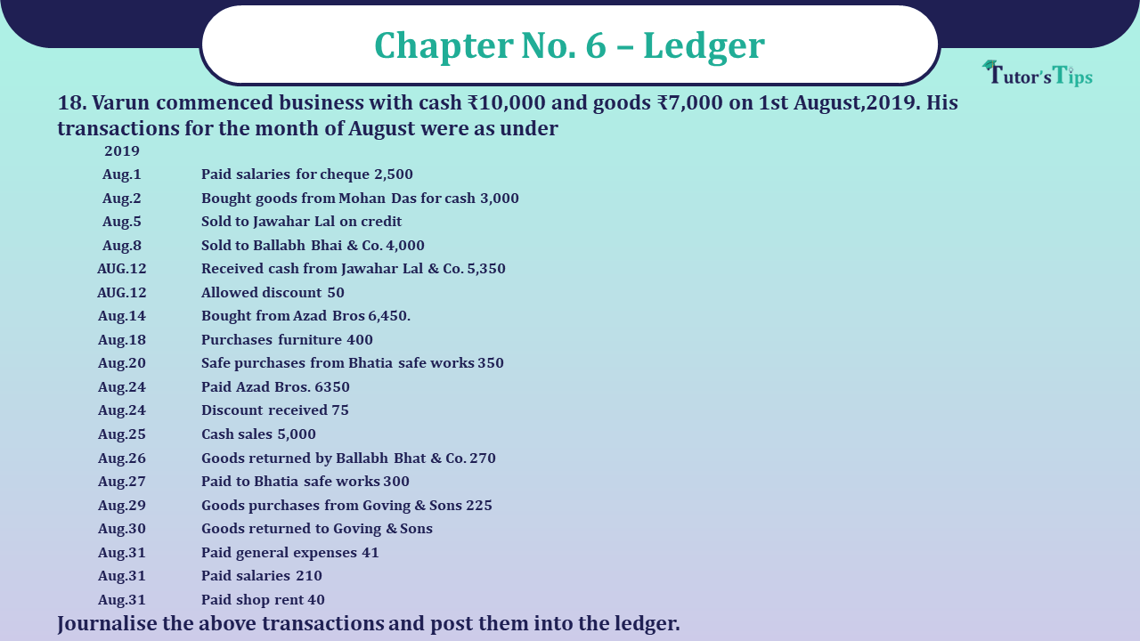 Question 18 Chapter 6 - Unimax Publications of Class 11