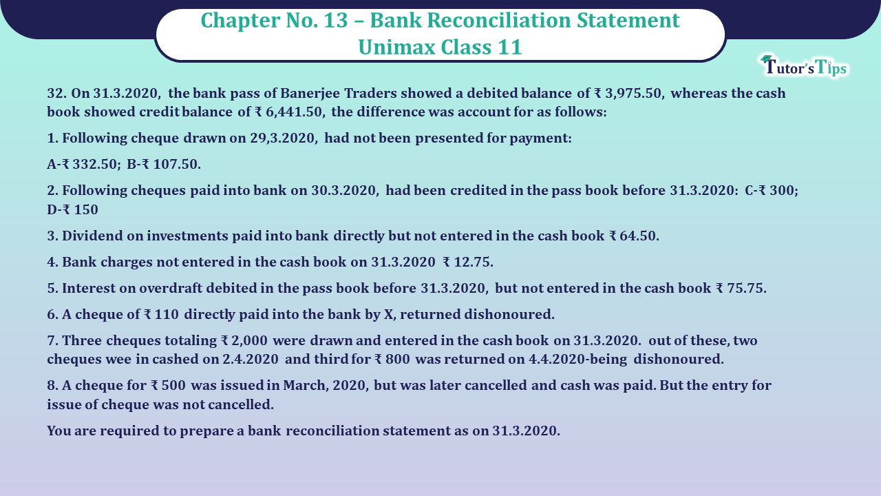 Question No 32 Chapter No 13 - Unimax 11 Class