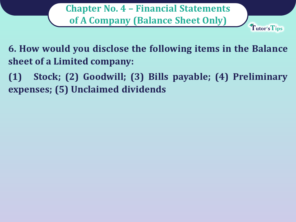 Question 6 Chapter 4 - Unimax Publication Class 12 Part 2 - 2021