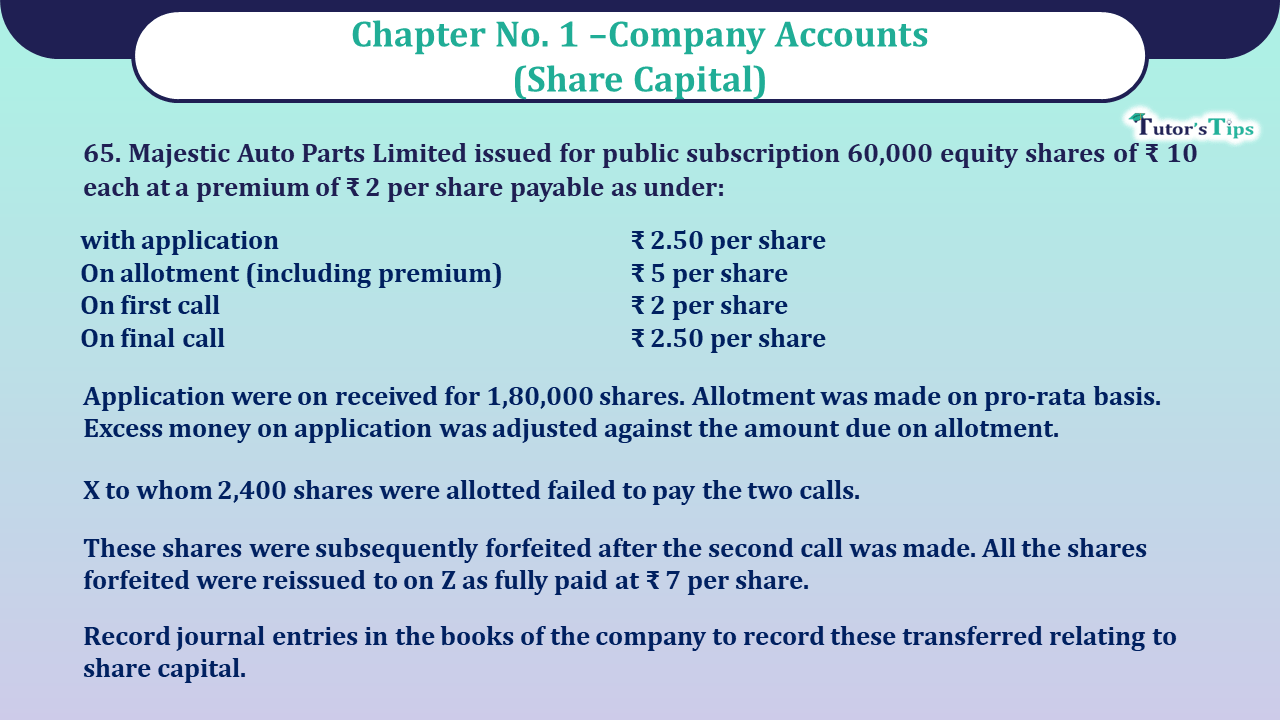 Question no 65 Chapter 1 - UNIMAX Class 12 Part 2 - 2021