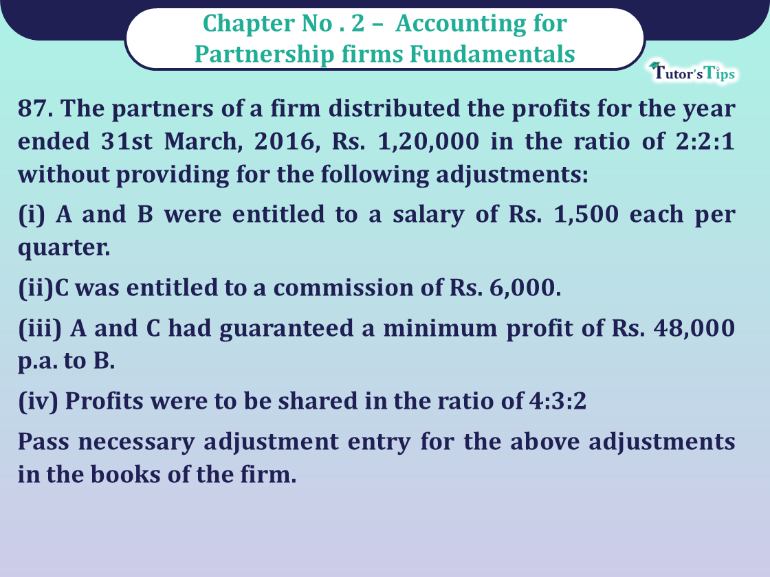 Question 87 Chapter 2 of Class 12 Part - 1 VK Publication