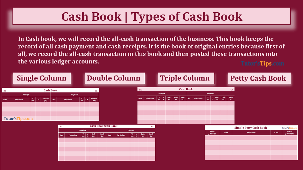 Cash Book | Types of Cash Book - In Hindi