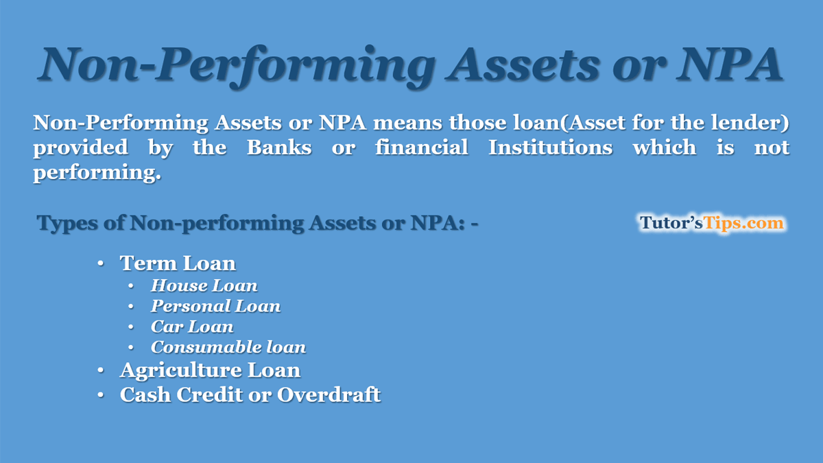 Non-Performing Assets or NPA- Meaning and Examples - In Hindi