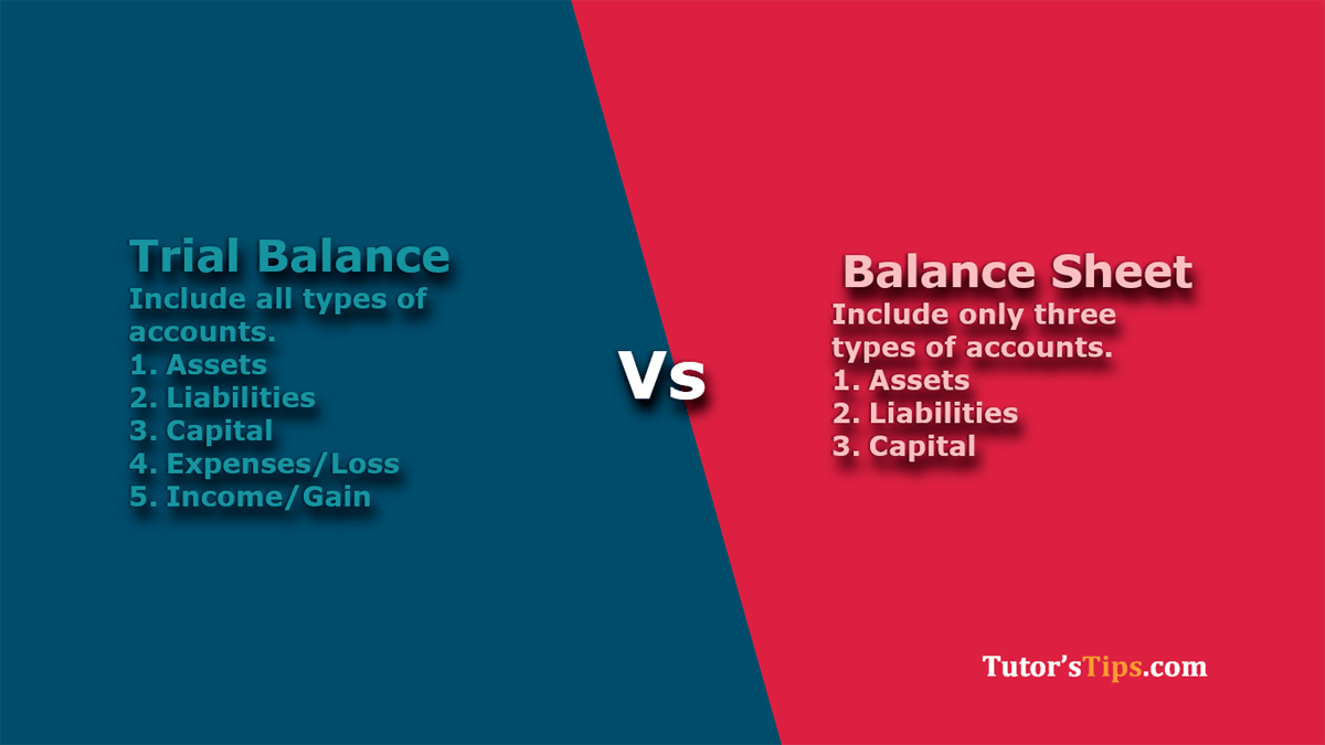 13 Important Difference between the Trial Balance and Balance Sheet In Hindi