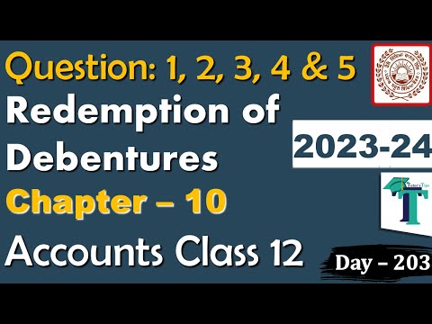 Solution of Questions 01 to 05 Redemption of Debentures Chapter 10 Accounts class 12 PSEB Day 202