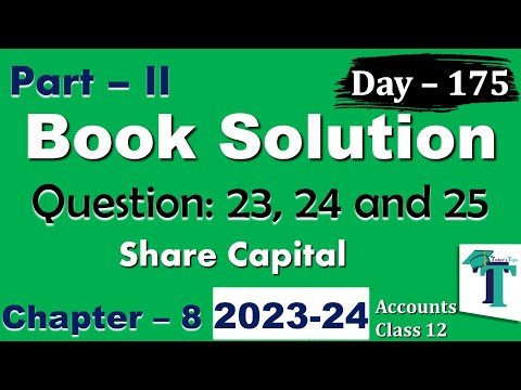 Day 175 Solution of Questions 23 24 and 25 Share Capital Chapter 8 Accounts Part B class 12 PSEB