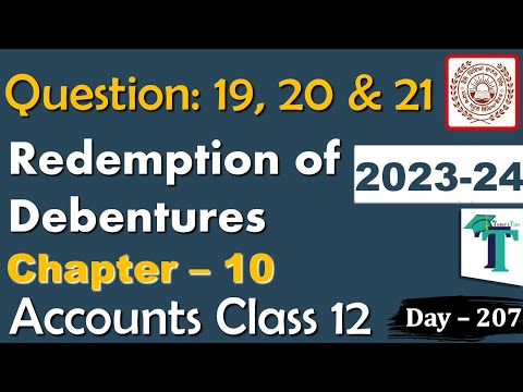 Solution of Questions 19 20 &amp; 21 Redemption of Debentures Chapter 10 Accounts class 12 PSEB Day 207