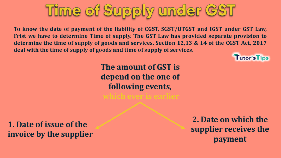 Time of Supply of goods and services under GST Law Tutors Tips