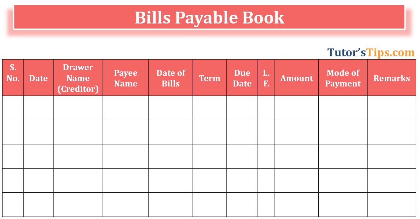 Bills Payable Format