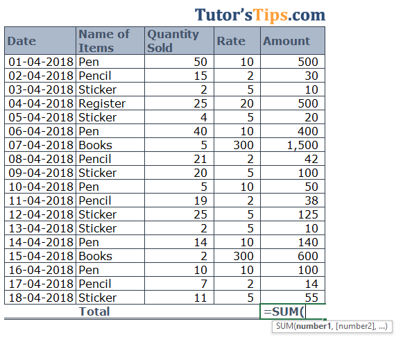 Excel Sum Formula Download Practice Sheet Tutors Tips 6505